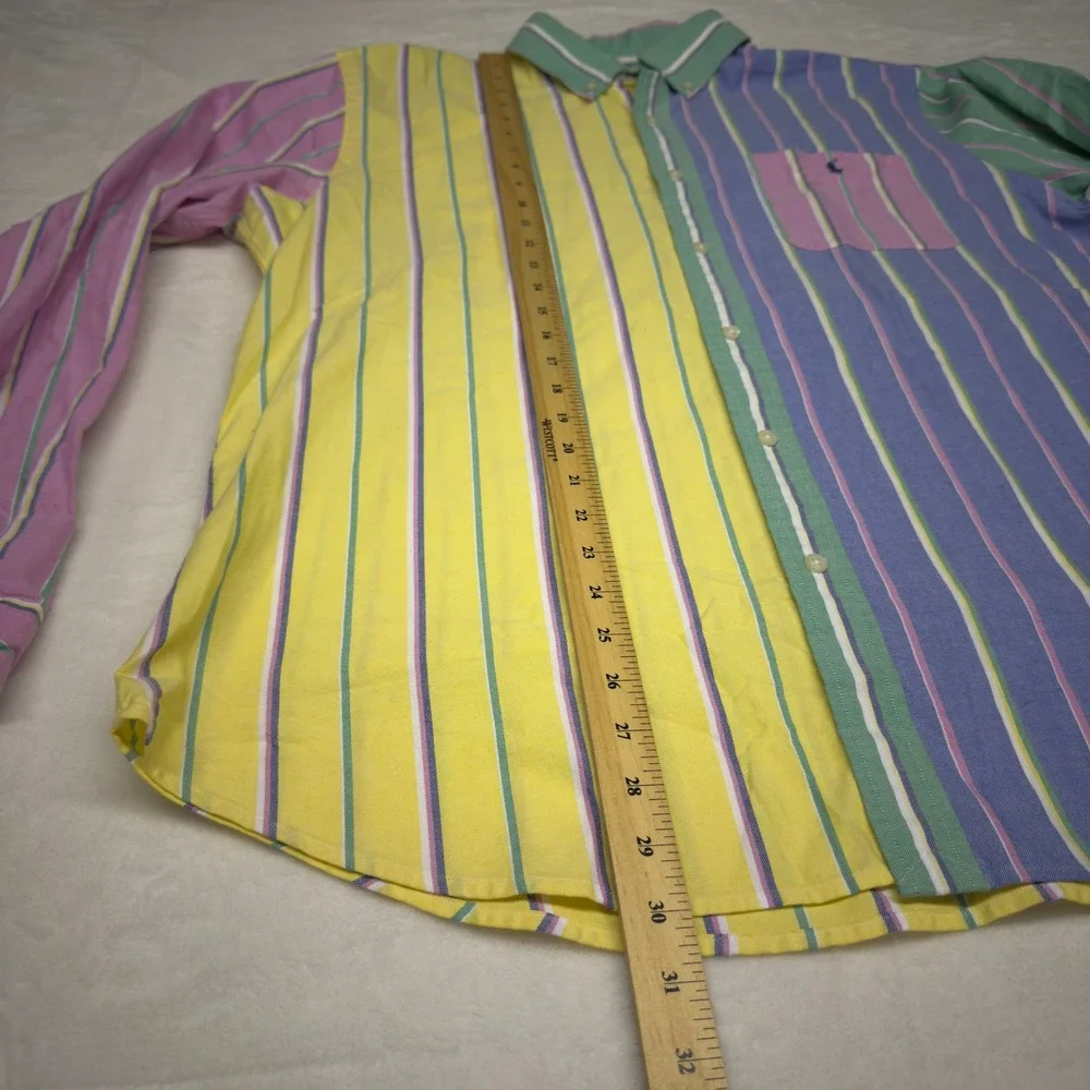 Polo Ralph Lauren Shirt Mens XL Striped Colorblock Button Down Preppy Coastal